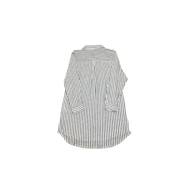 Joie Women's Blue White Striped Linen Blend Tunic Shirt Button Front Chic Office - Picture 6 of 6